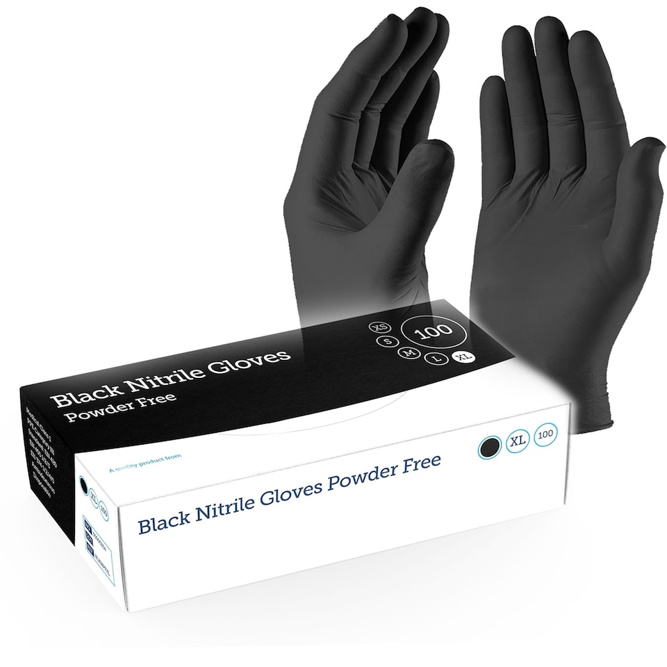 image 1 of 300 x Large Black Strong Nitrile Powder Free Gloves Ideal For Medical, Tattoo, Barber Shop & Mechanical