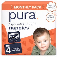 Pura Soft & Sensitive Nappies Size 4, 144ct