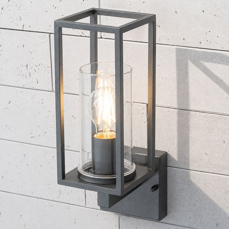 image 1 of CGC CHLOE Up Black E27 Outdoor Wall Lantern Light Clear Diffuser IP54