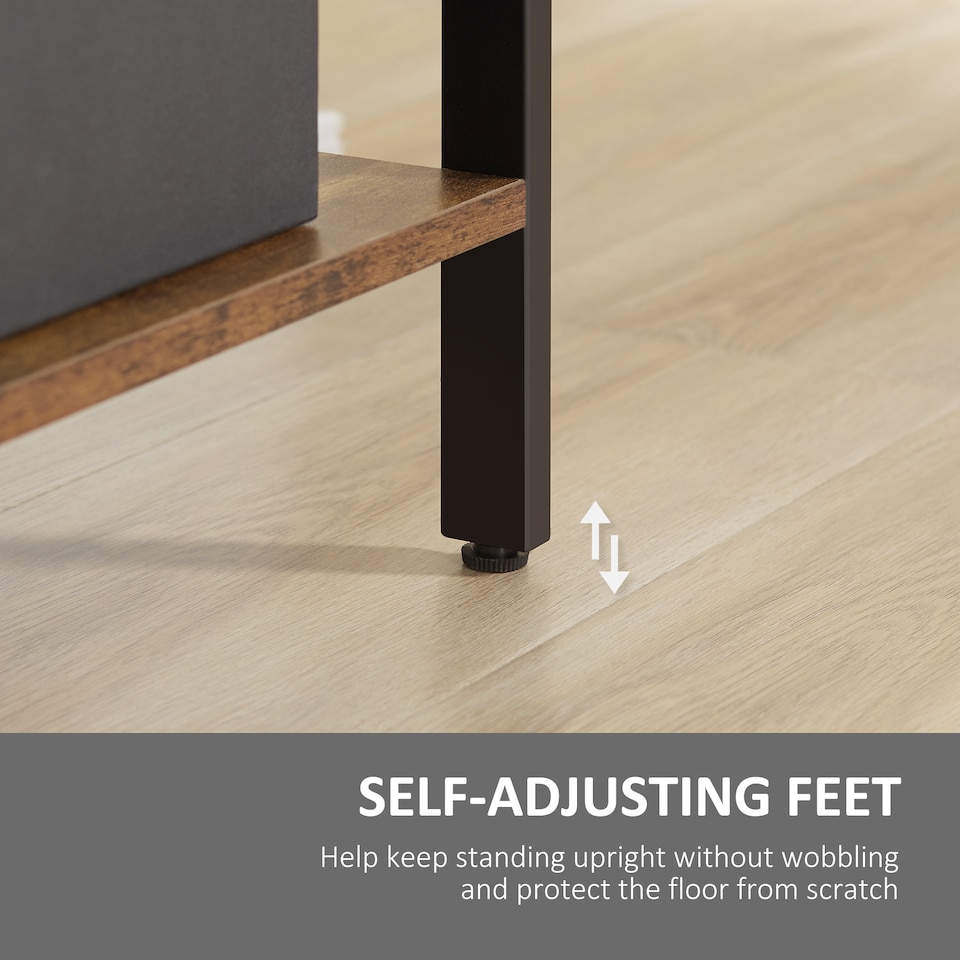 image 1 of HOMCOM Industrial Storage Unit, 5 Tiers Bookcase with Open Compartments for Office Living Room, Bedroom, Rustic Brown and Black