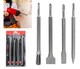 image 1 of Dekton 4 Pcs SDS Chisel Set For Hammer Drill Pointed Groove Gouge 250mm Masonry