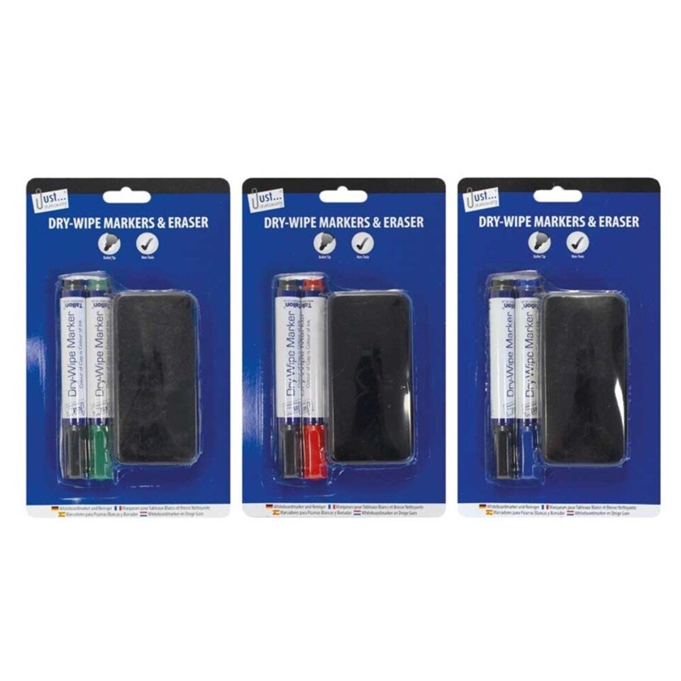 image 1 of Single Pack of 2 Whiteboard Markers and an Eraser