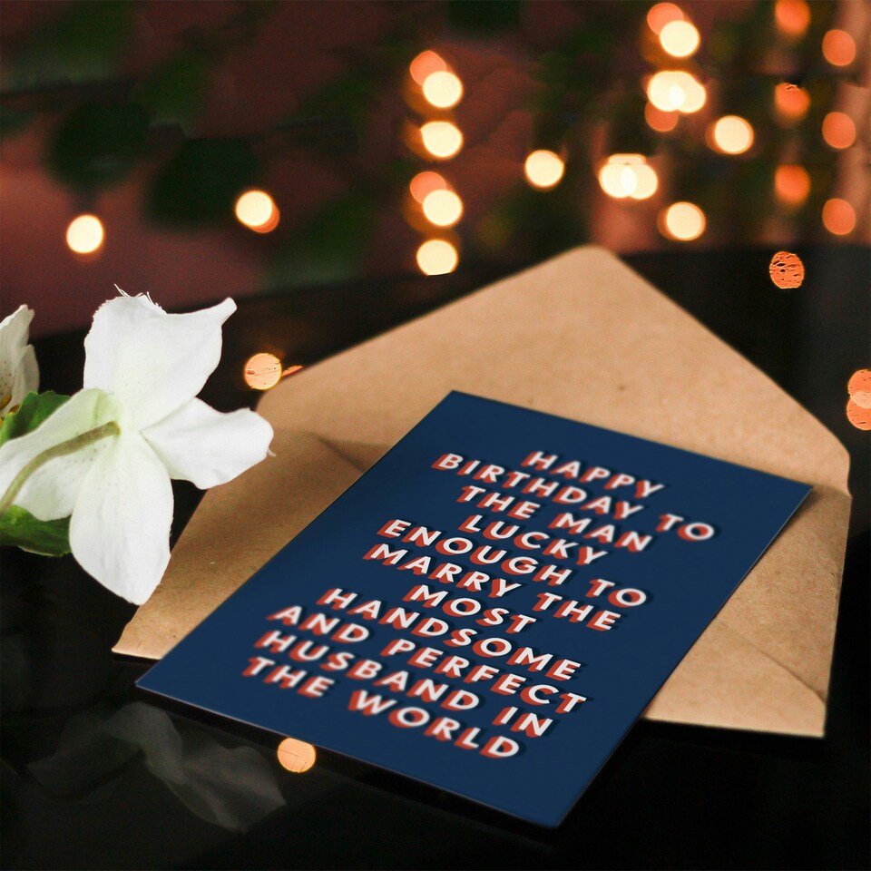 image 1 of Lucky From Most Handsome Perfect Husband For Him Husband Funny Birthday Card