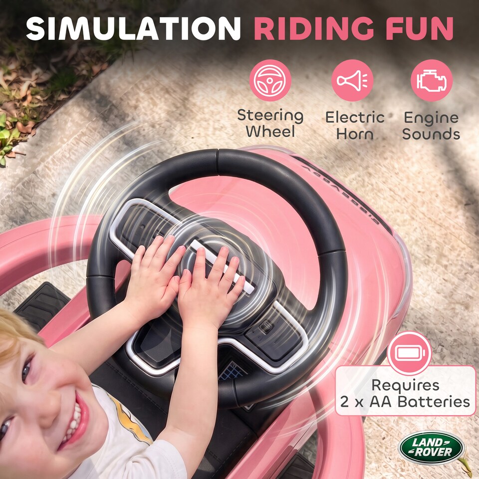 image 1 of AIYAPLAY Land Rover Licensed Baby Push Car, 2-in-1 Ride on Car, Pink