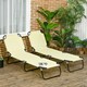 image 1 of Outsunny Folding Sun Loungers Set of 2 with Adjustable Backrest, Beige 