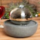 image 2 of Primrose Eclipse Silver Stainless Steel Sphere Water Feature with Lights 23cm