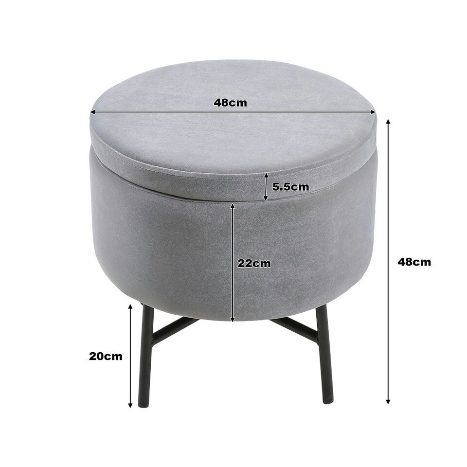 image 1 of Living and Home Contemporary Velvet Ottoman Metal Legs