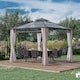 image 2 of Outsunny 3 x 3 (m) Double Roof Hard Top Gazebo w/Nettings & Curtains, Khaki