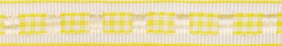 Berisfords Yellow 12mm Gingham Ruffle Ribbon for Dressmaking - per metre