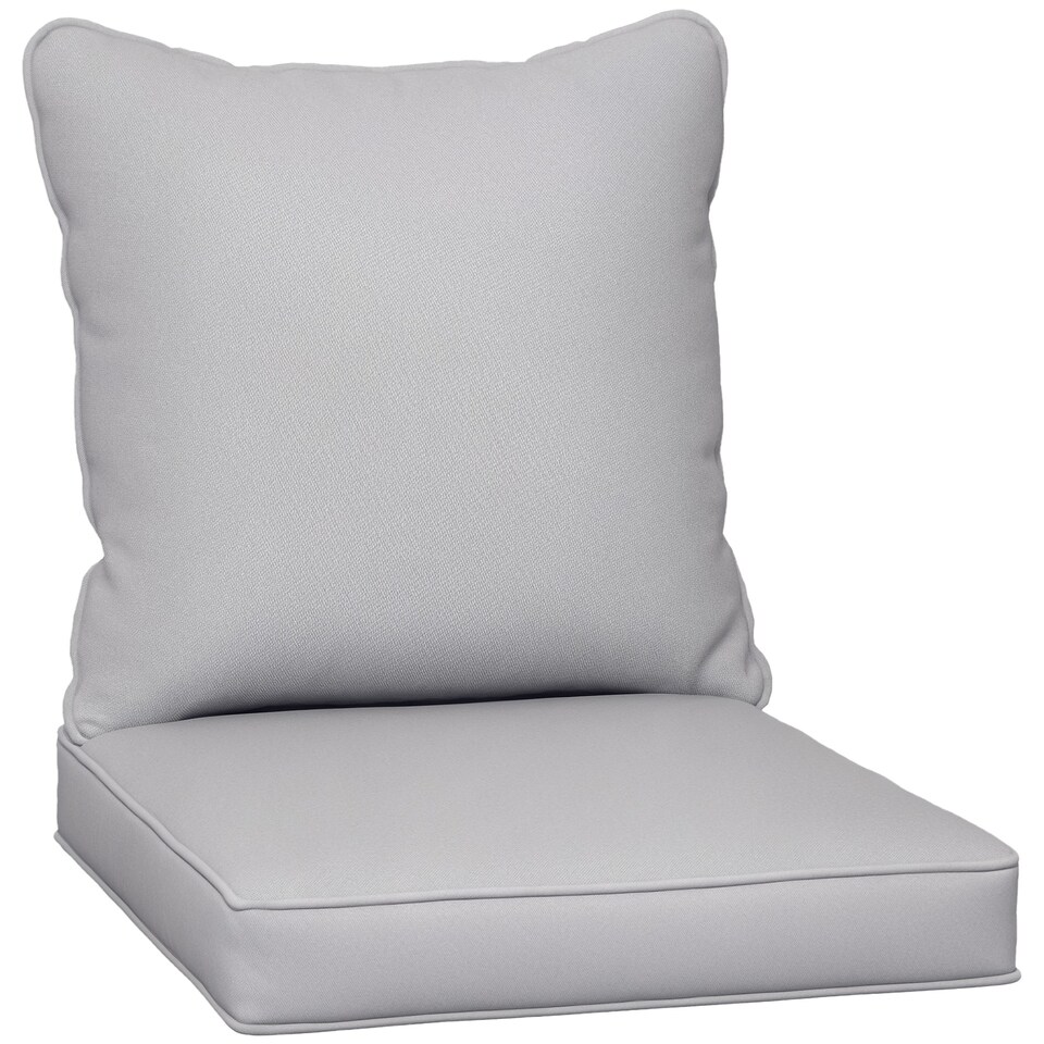 image 1 of Outsunny Garden Chair Cushion with Seat & Back Pad, CUSHION ONLY, Light Grey 