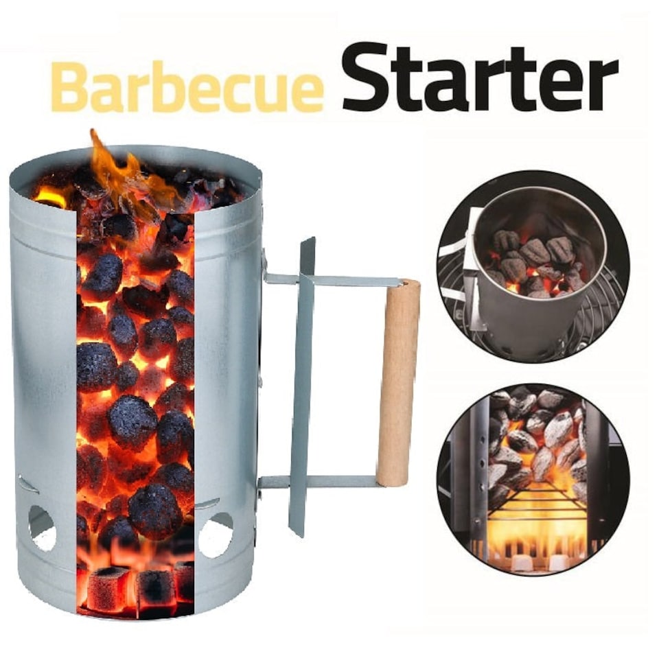 image 1 of Barbecue Chimney Starter Quick Start BBQ Grill Charcoal Burner Food Lighter Coal