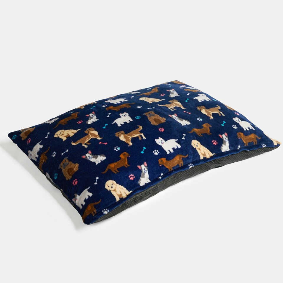 image 1 of OHS Dog Paw Print Soft Plush Plump Cosy Autumn Pumpkin Stripe Leopard Pet Bed Cushion, 80x60cm Brown | Natural - Autumnal | L