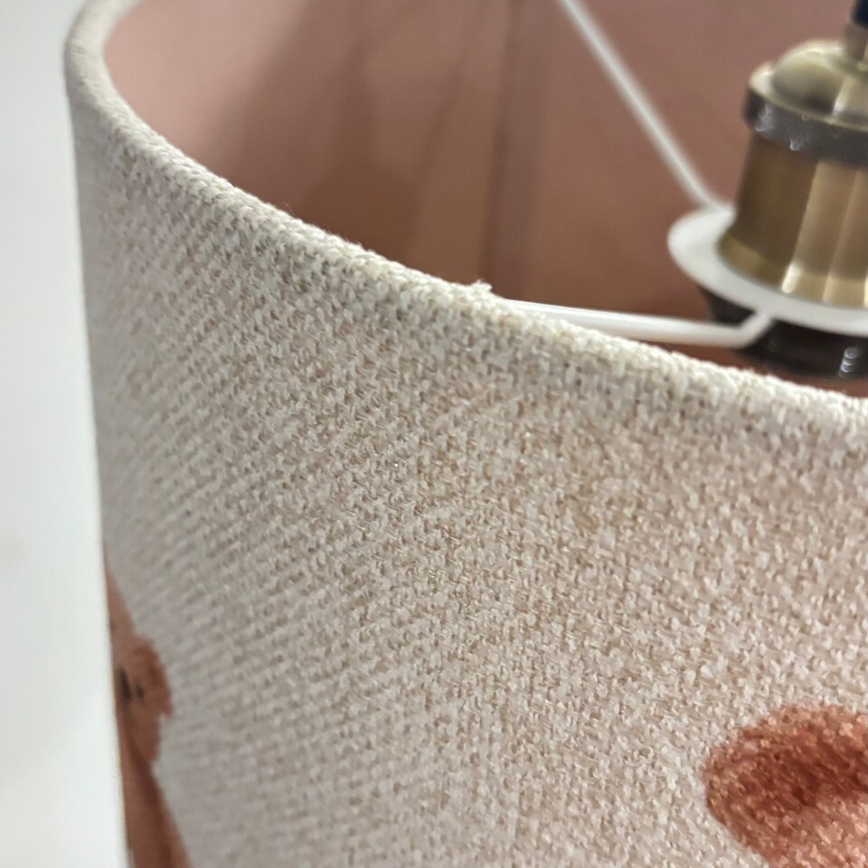 image 1 of CGC BLAKE 45cm Oatmeal Linen Pink Teddy Bear Children’s Lampshade