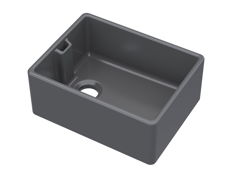 image 1 of Balterley Fireclay Kitchen Single Bowl Belfast Sink with Built In Overflow | Grey | Soft Black | 1