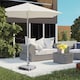 image 2 of Outsunny 28kg Heavy Duty Granite Parasol Base with Wheels, Retractable Handle | Grey | Grey