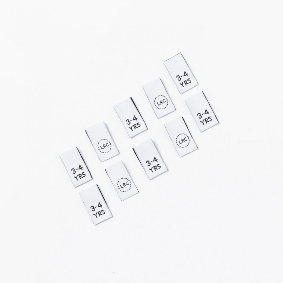 Little Rosy Cheeks Age 10-11 Years Size Woven Labels for Dressmaking - per pack