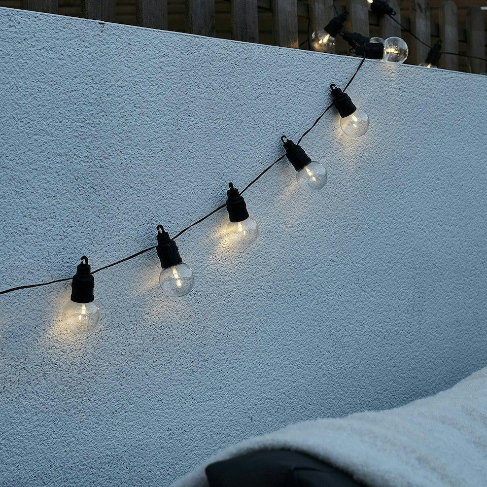 image 1 of ValueLights Festoon 30 Set Black Outdoor String Festoon Globe Lights Warm White