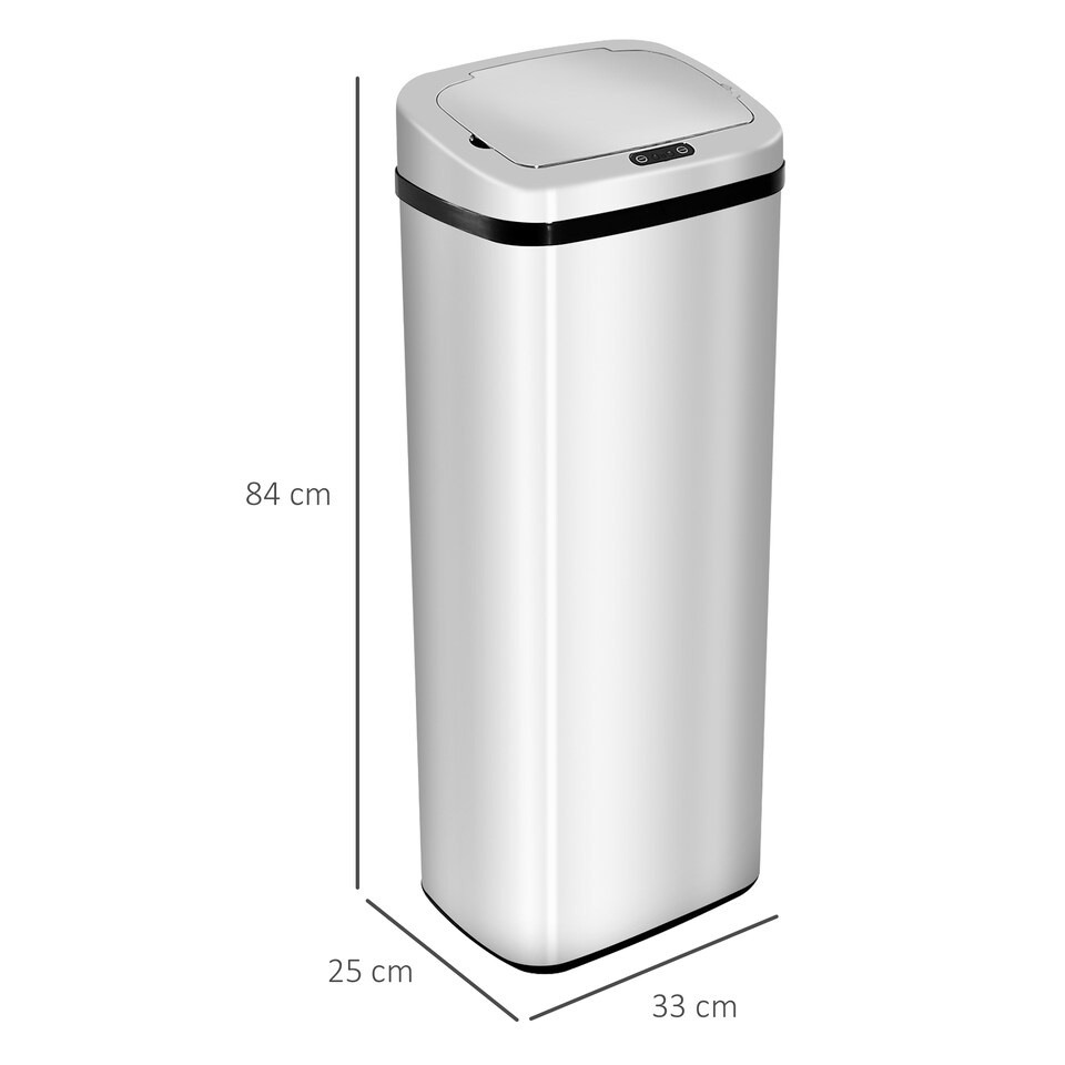 image 1 of HOMCOM 50L Infrared Touchless Automatic Motion Sensor Dustbin Stainless Steel Trash Can Home Office | Silver | 1