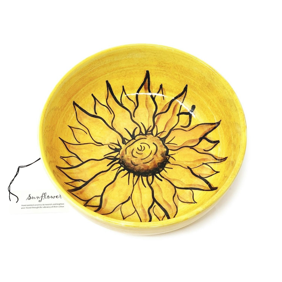 image 1 of Verano Spanish Ceramics Sunflower Round Bowl - 23cm Yellow Yellow