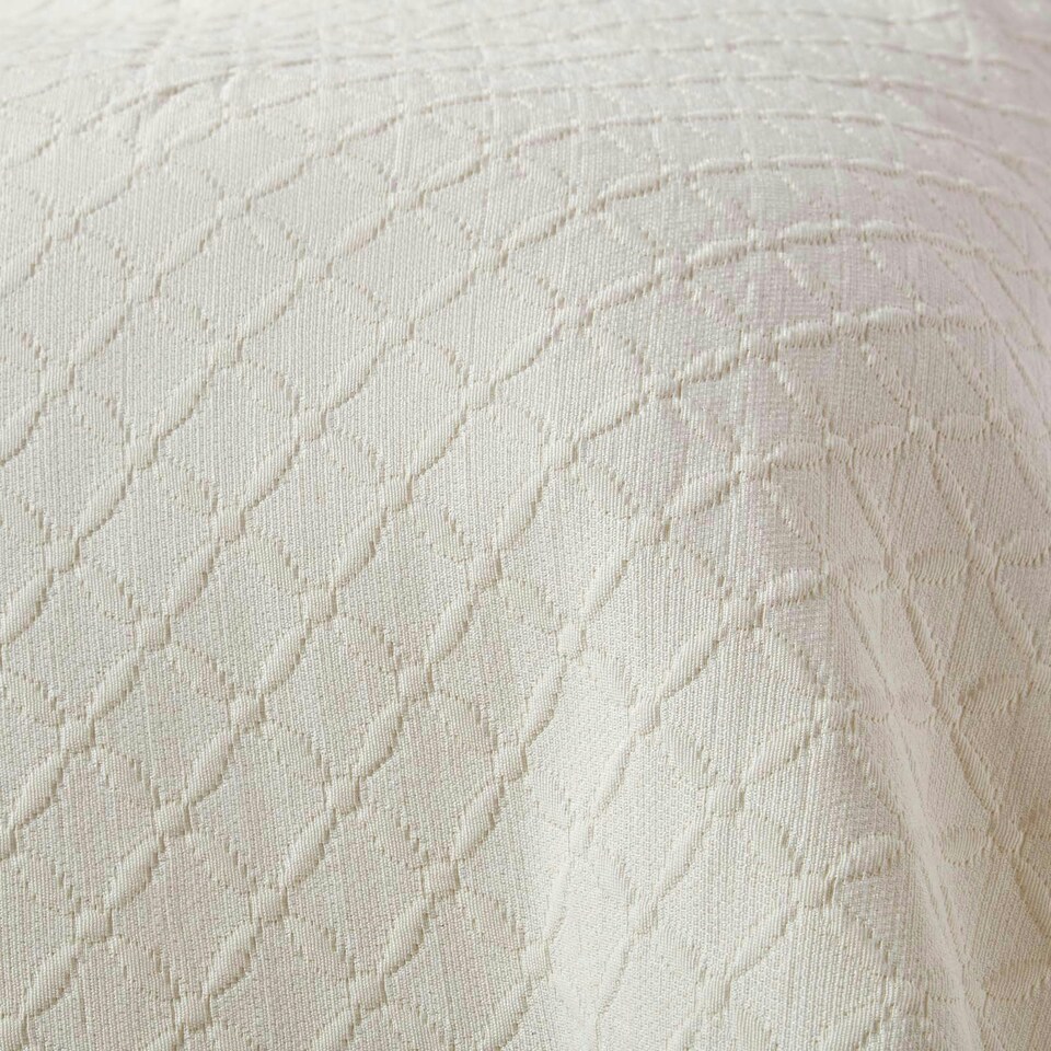 image 1 of Homescapes Cream Cotton Rich Metelassé Diamond Pattern Bedspread - King | Cream