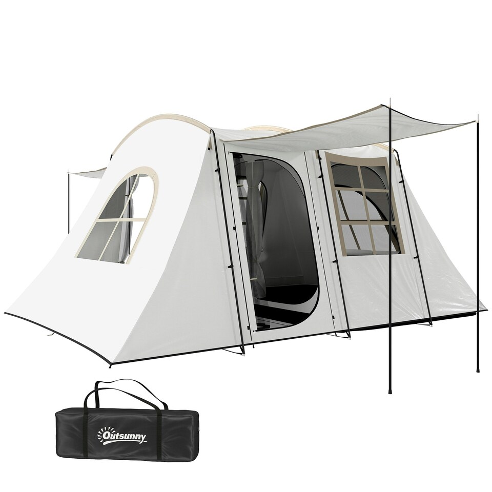 image 1 of Outsunny 3-4 Man Tunnel Tent with Sewn in Floor, 3000mm Waterproof | Green | Green