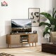 image 2 of HOMCOM Modern TV Cabinet Stand w/ Shelves & Drawers, Bedroom Brown