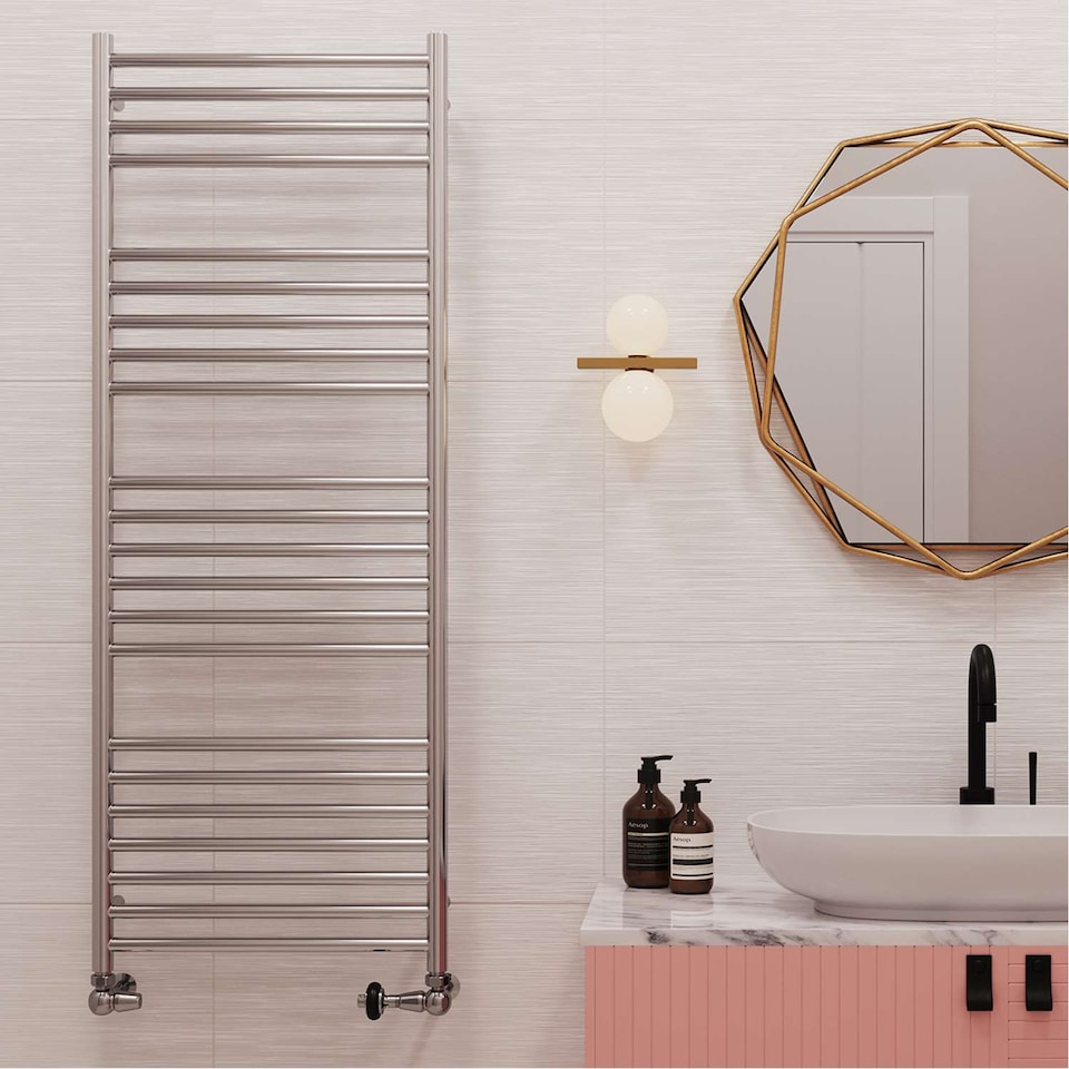 image 1 of Aston Straight Heated Towel Rail Bathroom Radiator Stainless Steel (H) 1400mm x (W) 500mm