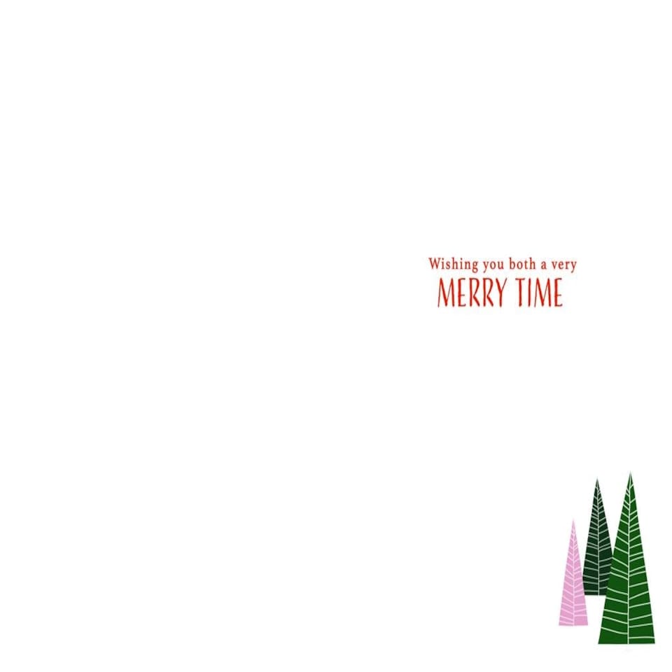 image 1 of Pink Background with Illustrated Trees for Daughter & Son in Law Christmas Card