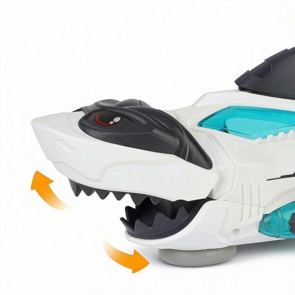image 1 of Electric Crawling Shark Toy for Toddlers with Lights, Music, and Obstacle Avoidance