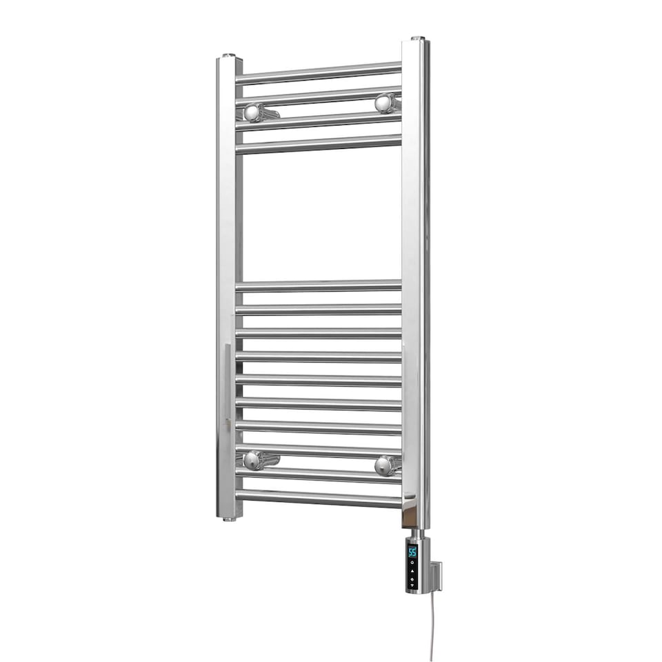 image 1 of Zennor Straight Electric Towel Rail Thermostatic WIFI Heated Bathroom Radiator - Chrome (H) 800mm x (W) 400mm - 200W