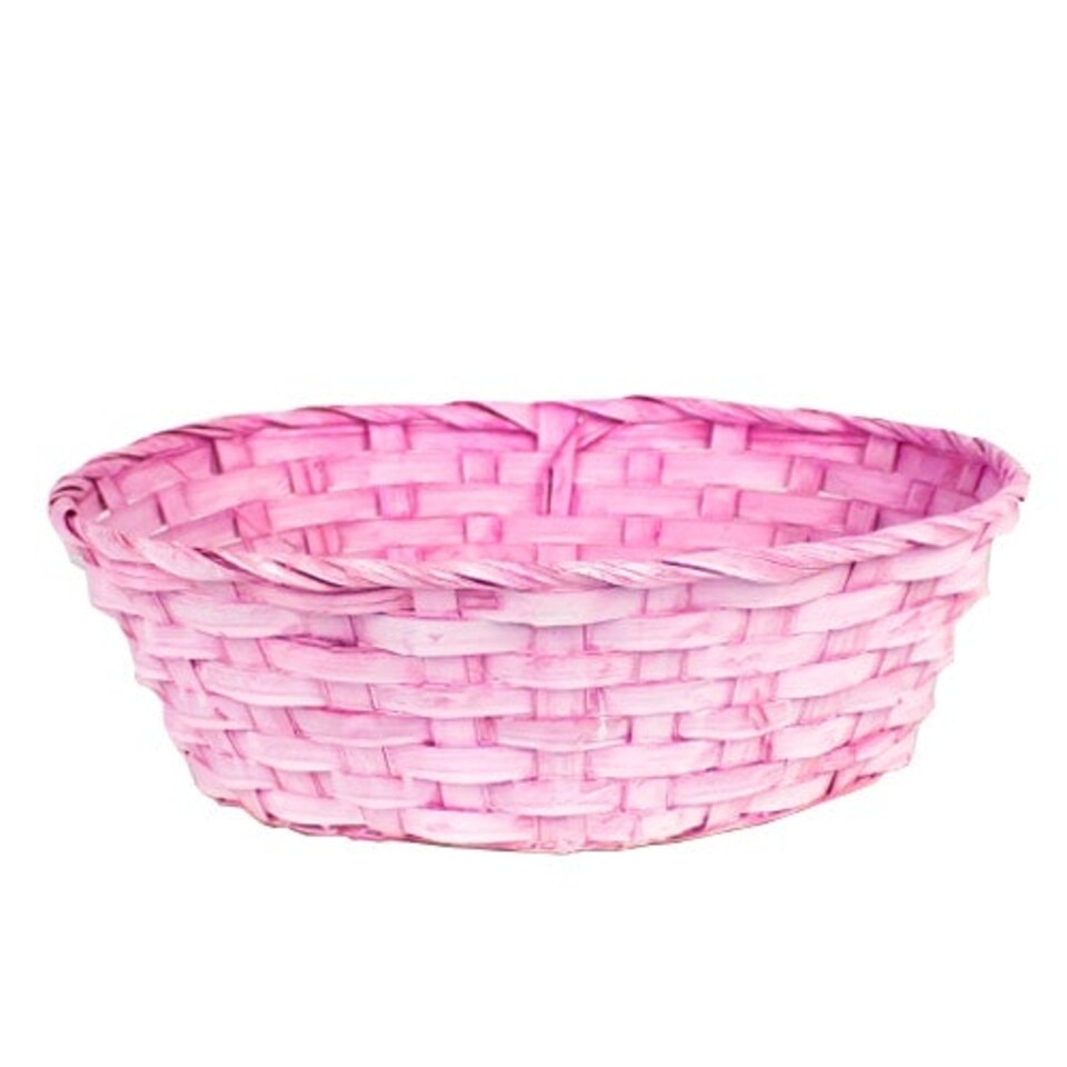 Pink Oval Woven Hamper Basket 30cm