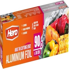 Hero Strong Kitchen Foil Roll 90m x 300mm – Premium Aluminium Foil with Easy Cutter Dispenser | Non-Stick Foil for Cooking, Baking, BBQ & Food Wrapping
