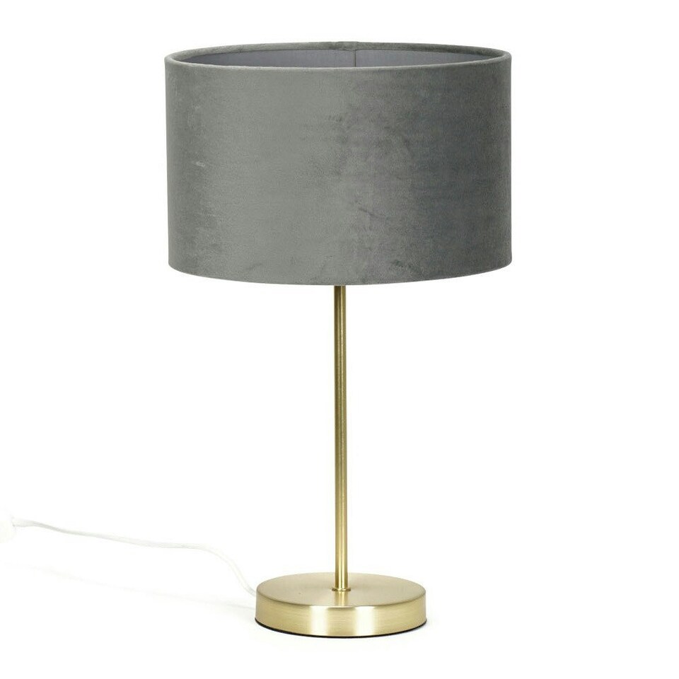 image 1 of ValueLights Charlie Gold Table Lamp Grey Velvet Shade