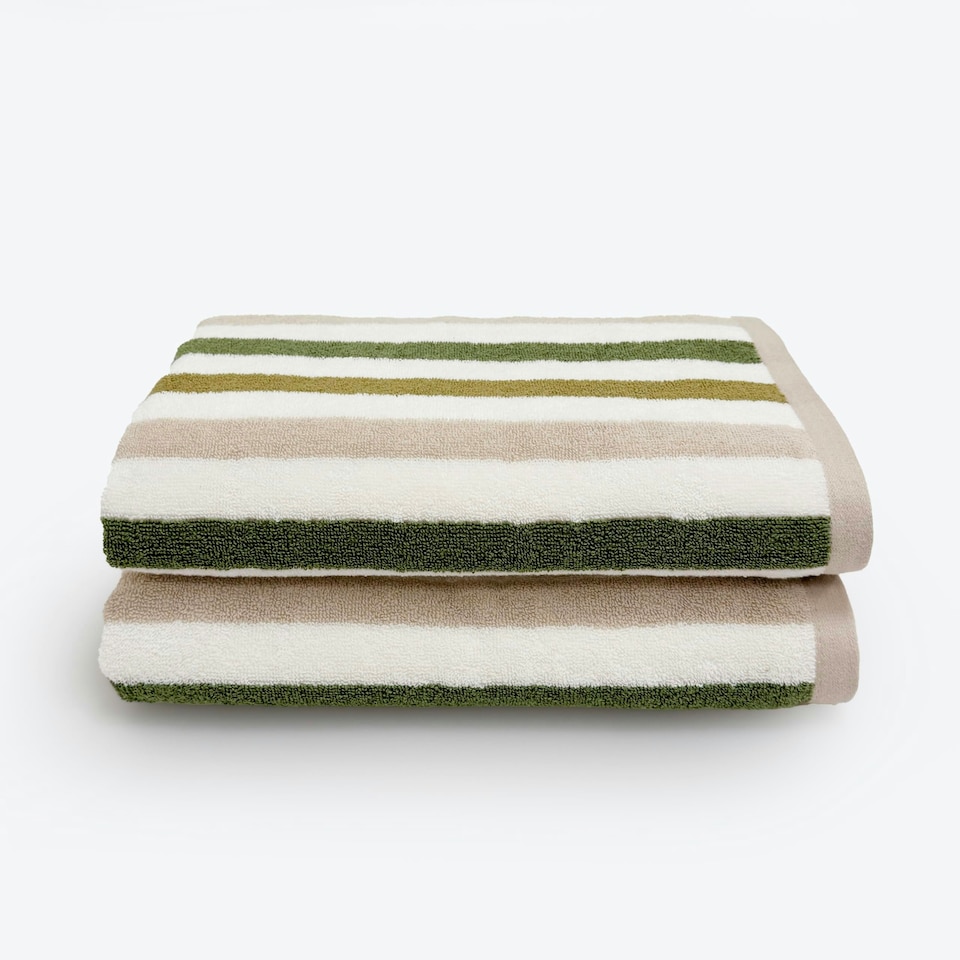 image 1 of Cali Striped Bath Towel 70 x 140cm 100% Cotton - Green