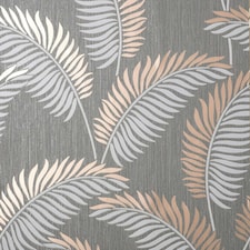 Fine Decor Cascade Leaf Wallpaper - Grey/Rose Gold - 10m x 53cm | Grey