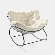 OHS Ribbed Faux Fur Rocking Chair Upholstered Metal Frame Cushioned