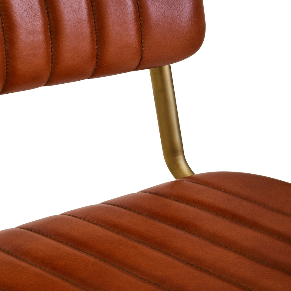 image 1 of Interiors by Premier Tan Leather Bar Chair With Gold Finish Frame Brown