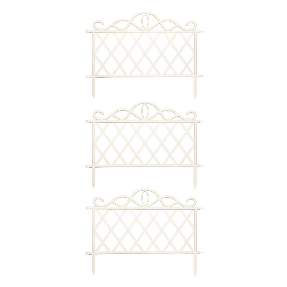 image 1 of Pack of 3 27cm White Plastic Garden Patio Lawn Border Fence Edging