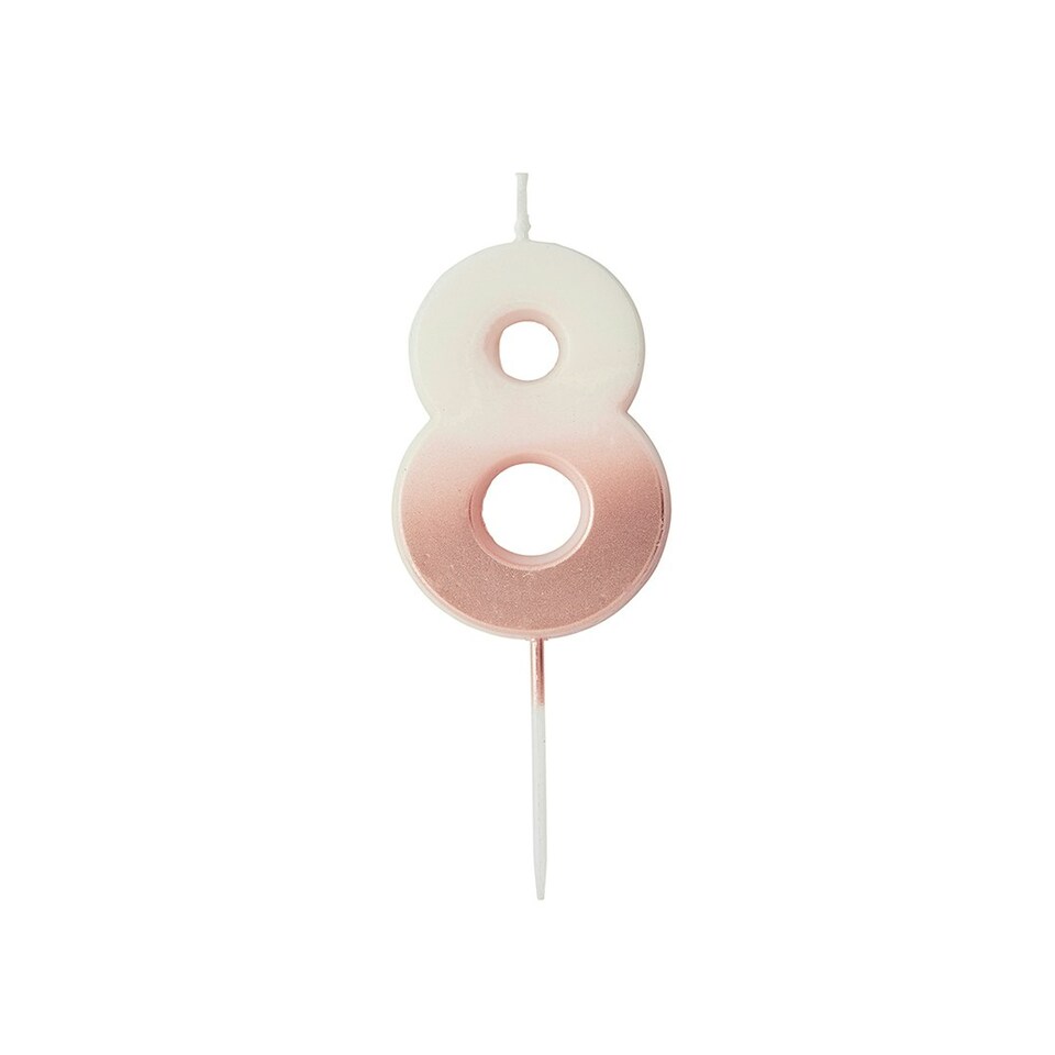 image 1 of Rose Gold Ombre Number '8' Celebration Candle