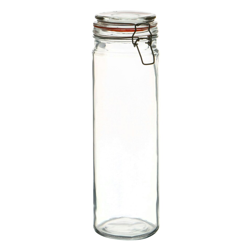 image 1 of Argon Tableware Glass Spaghetti Jars with Heart Labels - 2L - Clear - Pack of 6
