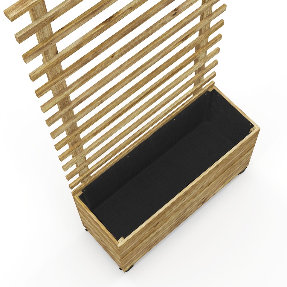 image 1 of Outsunny Garden Wooden Trellis Planter Box Raised Bed with 4 Wheels