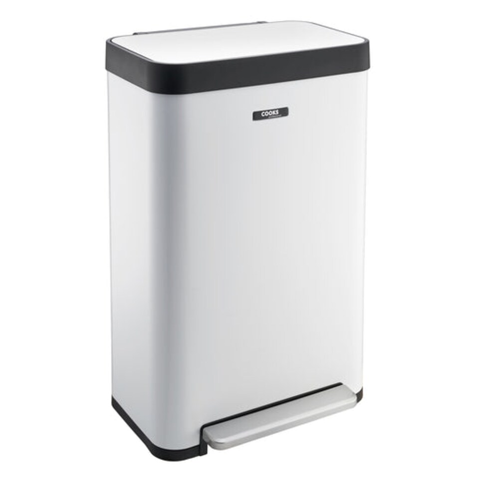 image 1 of Cooks Professional XL Pedal Bin 65L - Recycling or Waste Dustbin with Soft Close Lid | White