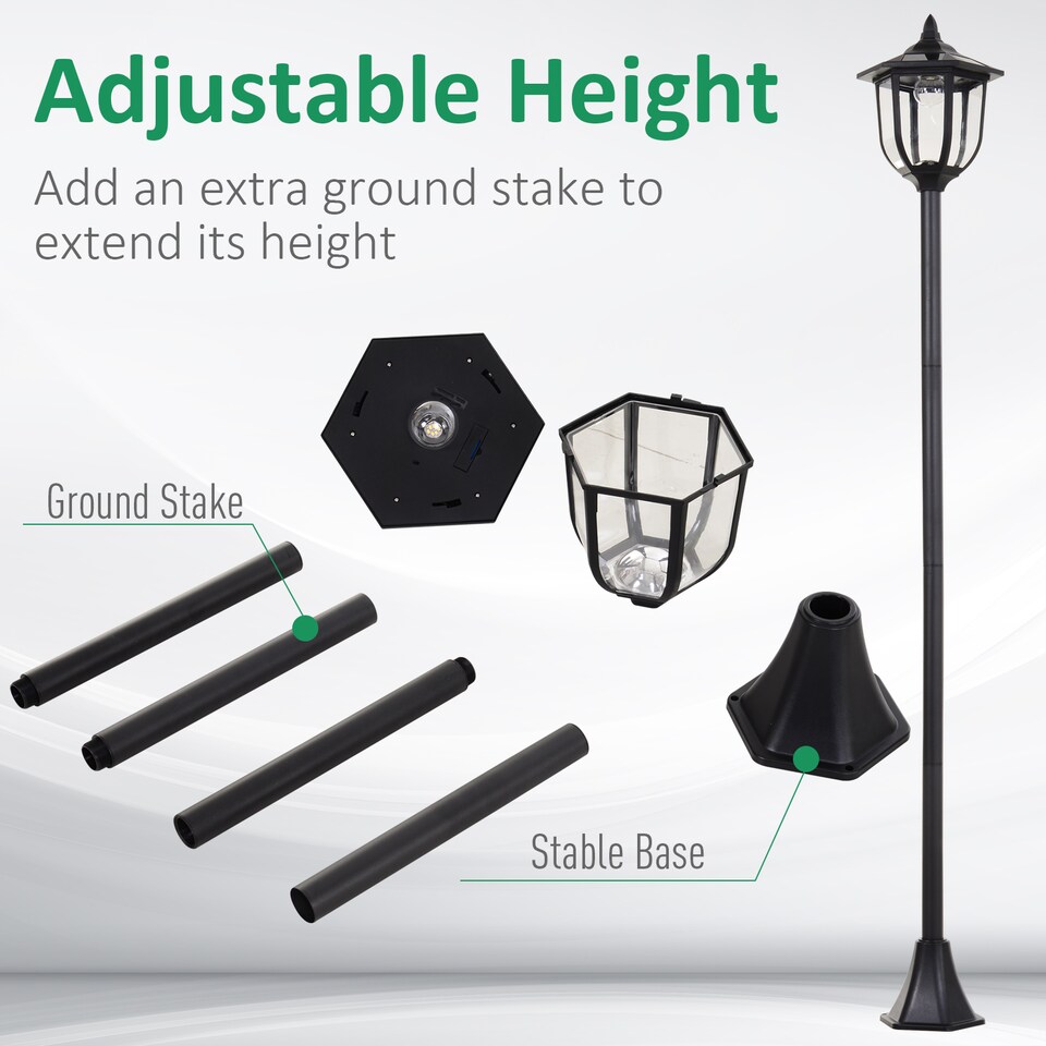 image 1 of Outsunny Solar Torch Lights Outdoor Garden with 6 LED Auto On/Off 6-8 Hours