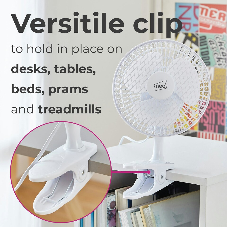 image 1 of Mini Clip Base Mount Desk Fan - White