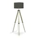 image 3 of ValueLights Clipper Painted Natural Floor Lamp with Large Charcoal Drum Shade and LED Bulb