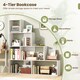 image 8 of COSTWAY 4 Tier Stepped Bookshelf Modern Ladder Bookcase 6 Storage Cubes White