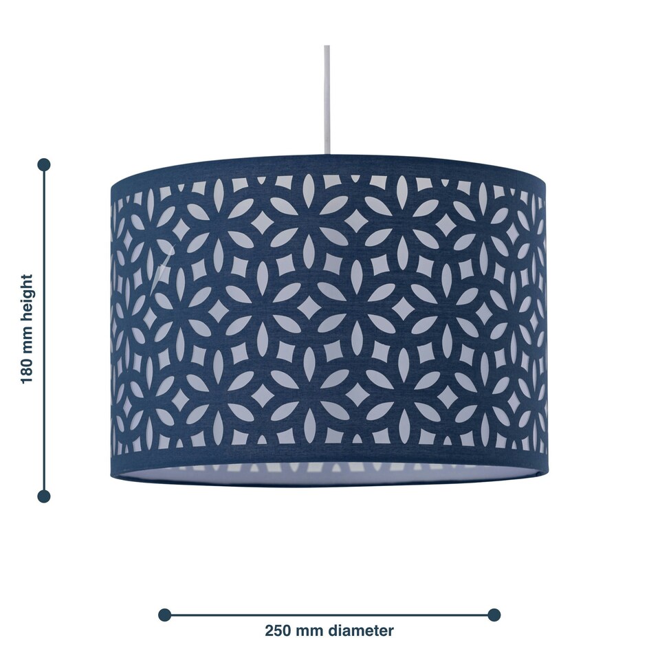image 1 of Navy Blue Laser Cut 25cm Pendant Lightshade Blue