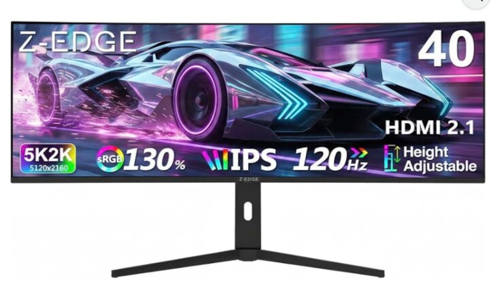 image 1 of Z-Edge 40 Inch Curved Ultrawide Monitor 5K2K 120Hz WUHD 5120x2160 1ms Black | 21:9 IPS Panel, 1ms MPRT, HDMI 2.1, DP 1.4, 130% sRGB, Adaptive Sync, Height Adjustable, Built-in Speakers, PIP & PBP