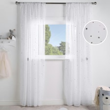 OHS Metallic Star Slot Top Sheer Net 2 Panel Voile Curtains, 55x87'' - White