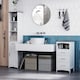 image 8 of kleankin Tall Bathroom Storage Cabinet, Slim Freestanding Linen Tower, White